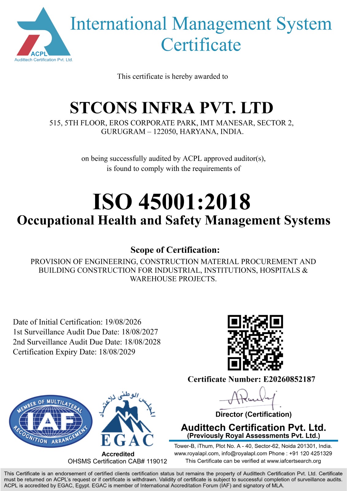ISO 45001 Certificate